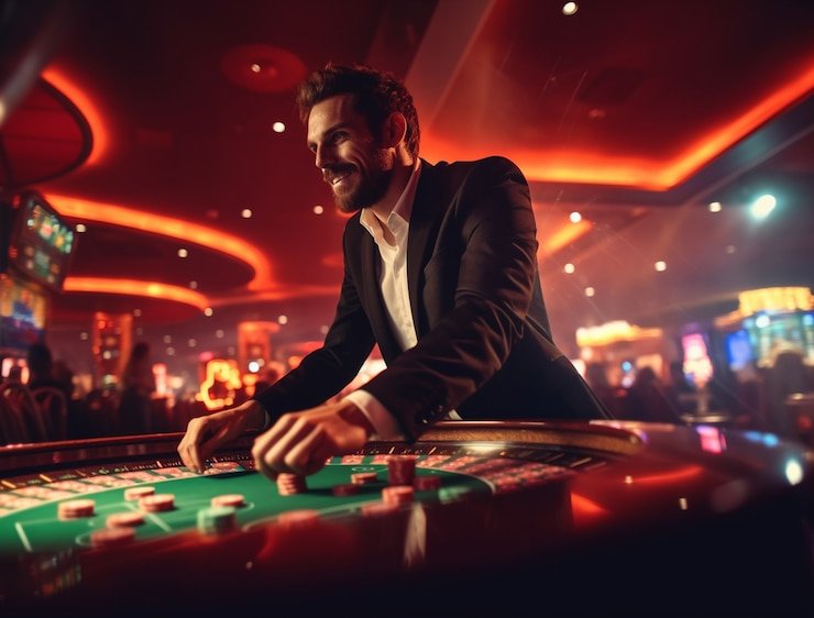 dewalangit live-dealer studio showing blackjack table with professional dealers and HD cameras